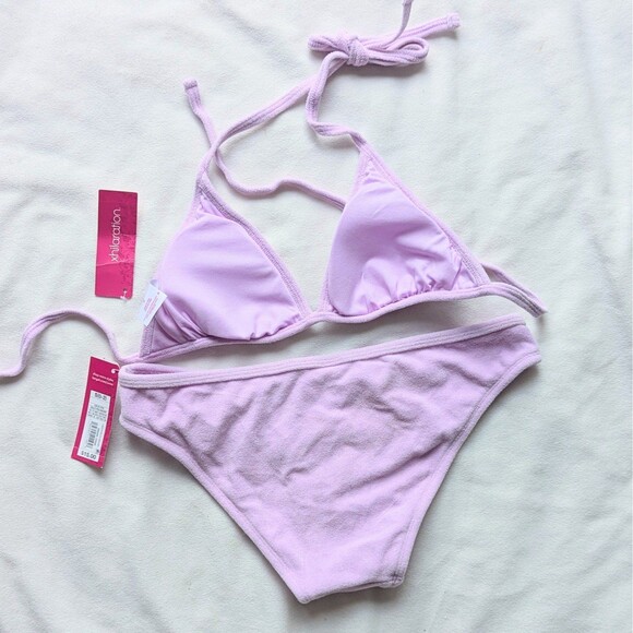 xhilaration Lavender Purple Terry String Bikini Swimsuit S - Picture 5 of 6